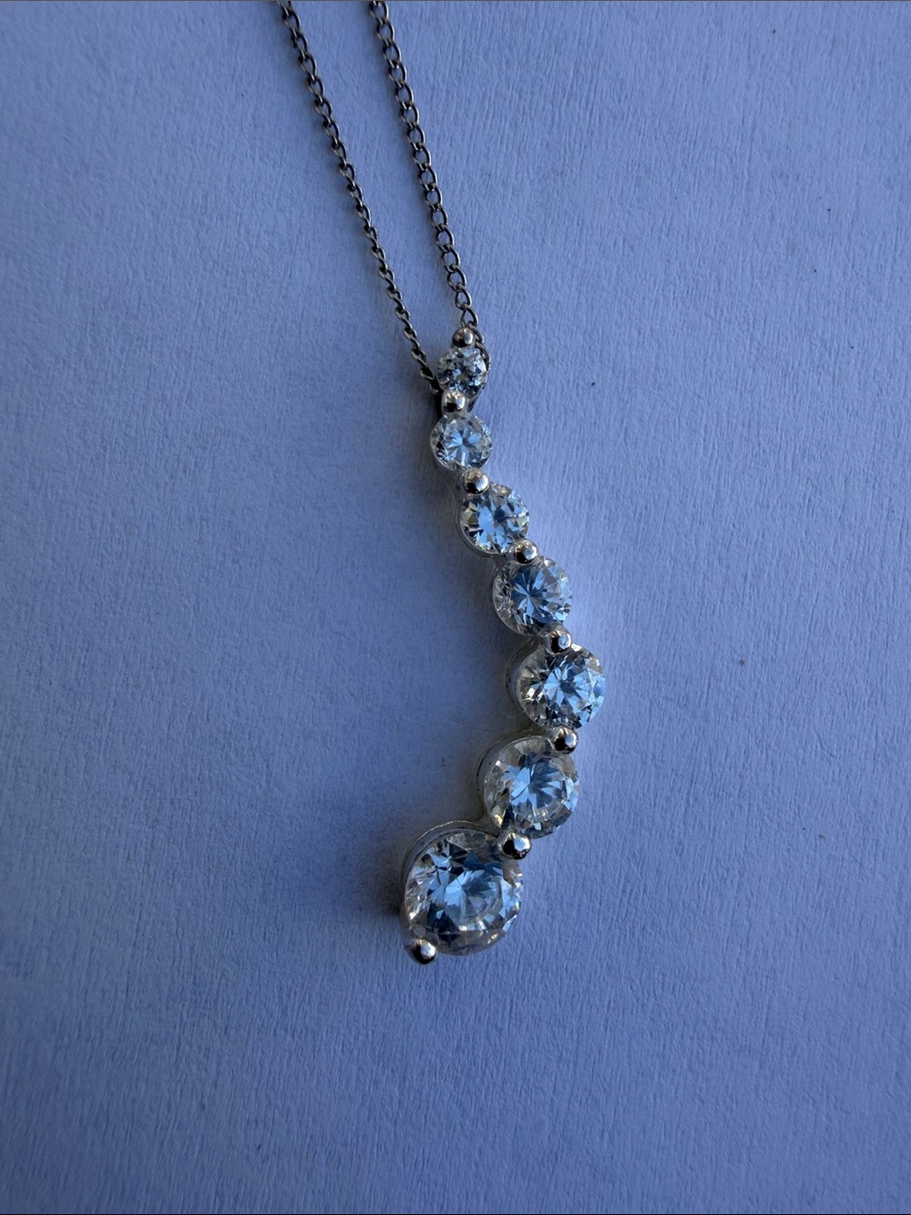Sterling Silver 925 Crystal Journey Pendant Necklace with 18“ sterling chain